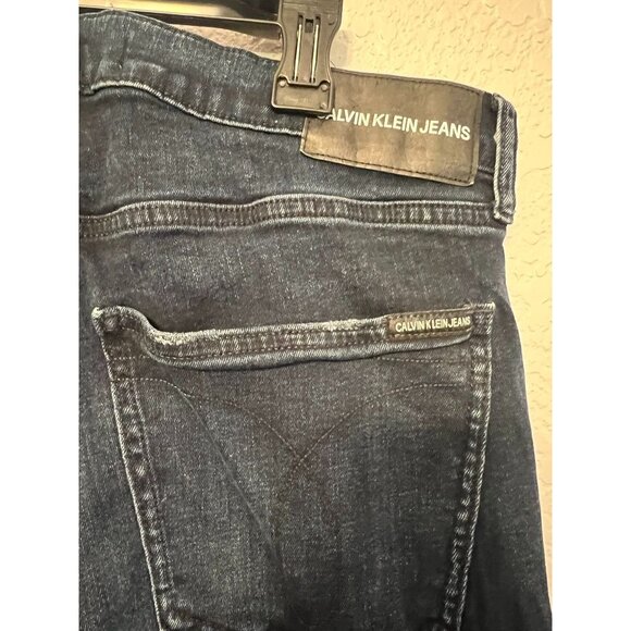 Calvin Klein Mens Straight Leg Jeans W34 XL30 Dark Blue Denim - Picture 7 of 10